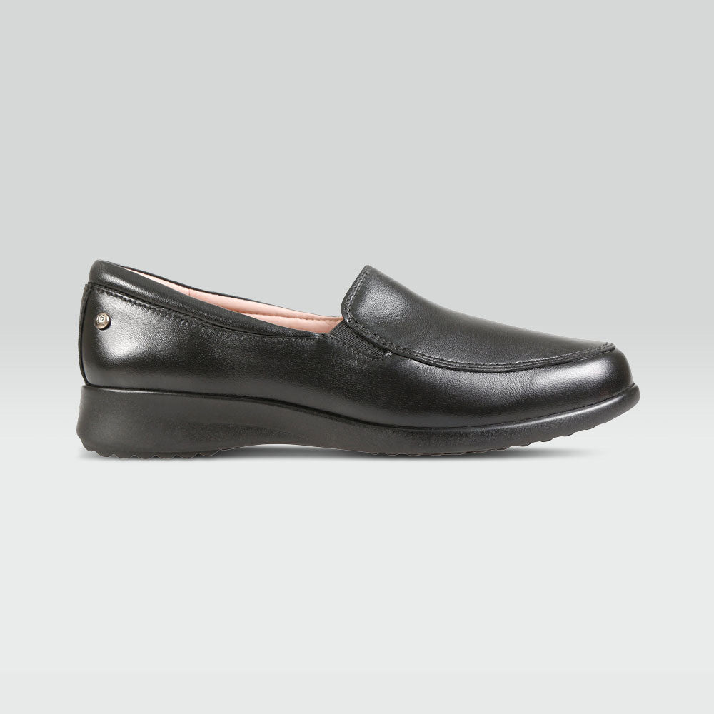 Esther - Mocasines de Piel de Borrego Negro Con Elásticos en Empeine Jarking   Esther - Mocasines de Piel de Borrego Negro Con Elásticos en Empeine Jarking