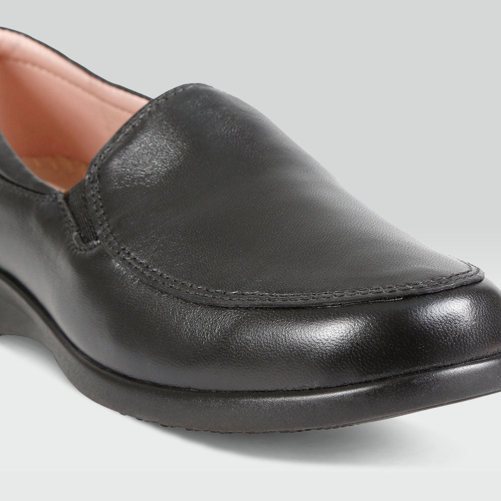 Esther - Mocasines de Piel de Borrego Negro Con Elásticos en Empeine Jarking   Esther - Mocasines de Piel de Borrego Negro Con Elásticos en Empeine Jarking