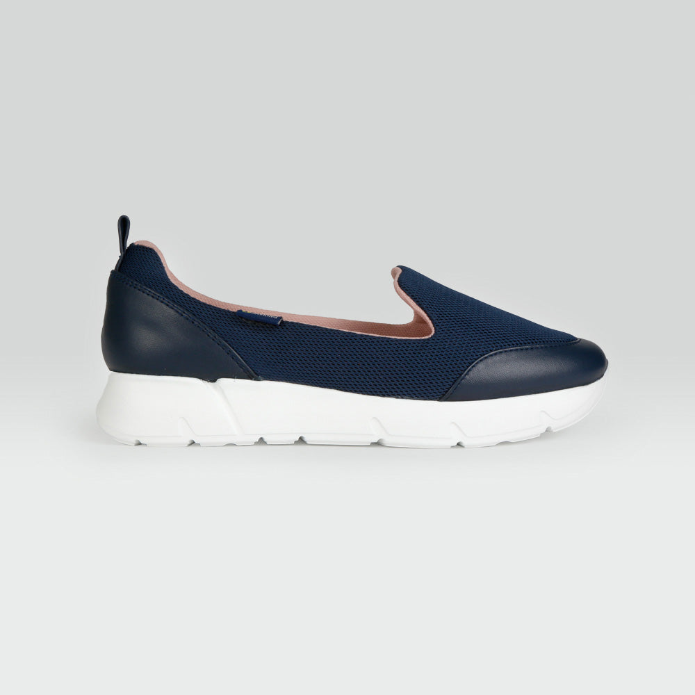 Zapato Urbano de Tela con Borrego Azul Marino Zapato Urbano de Tela con Borrego Azul Marino