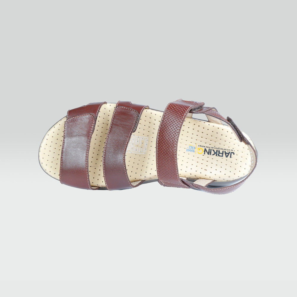 Lucía- Sandalia de piel de borrego café con correas ajustables Jarking   Lucía- Sandalia de piel de borrego café con correas ajustables Jarking