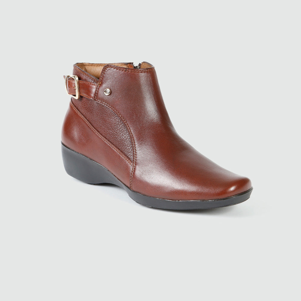 Botines piel de borrego con Hebilla en Tobillo Café Botines piel de borrego con Hebilla en Tobillo Café