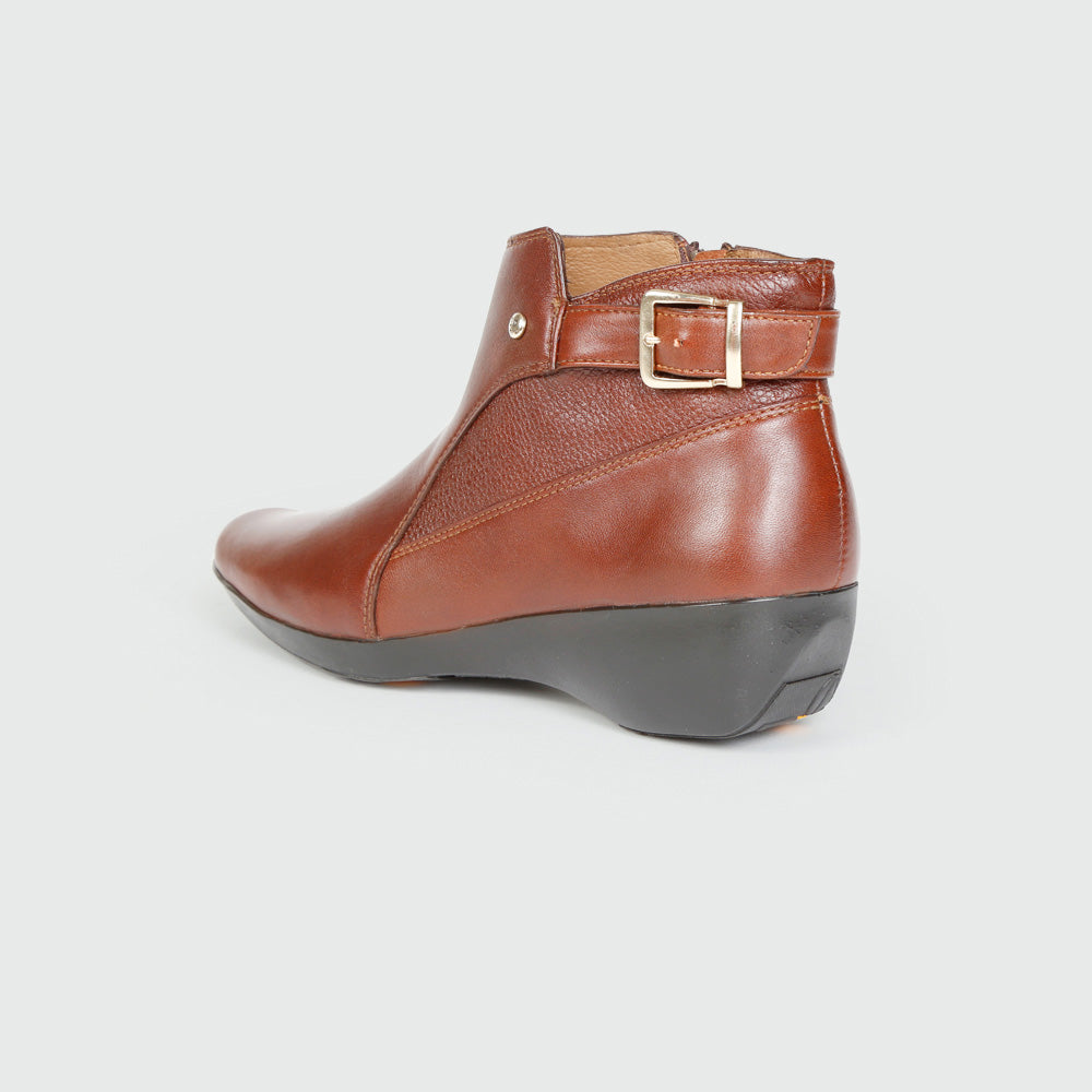 Botines piel de borrego con Hebilla en Tobillo Café Botines piel de borrego con Hebilla en Tobillo Café