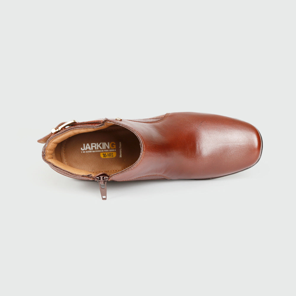 Botines piel de borrego con Hebilla en Tobillo Café Botines piel de borrego con Hebilla en Tobillo Café