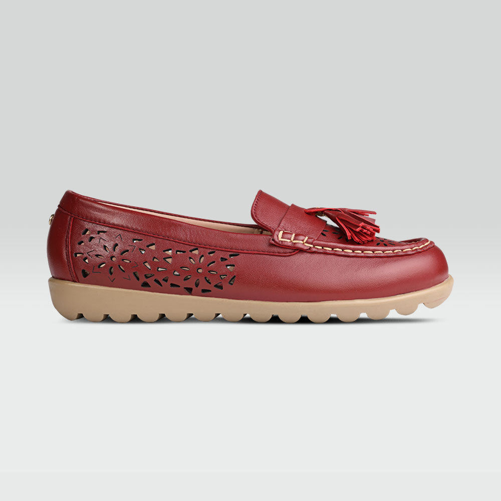 Johana - Mocasines de Piel Borrego con motitas y Grabado con Láser