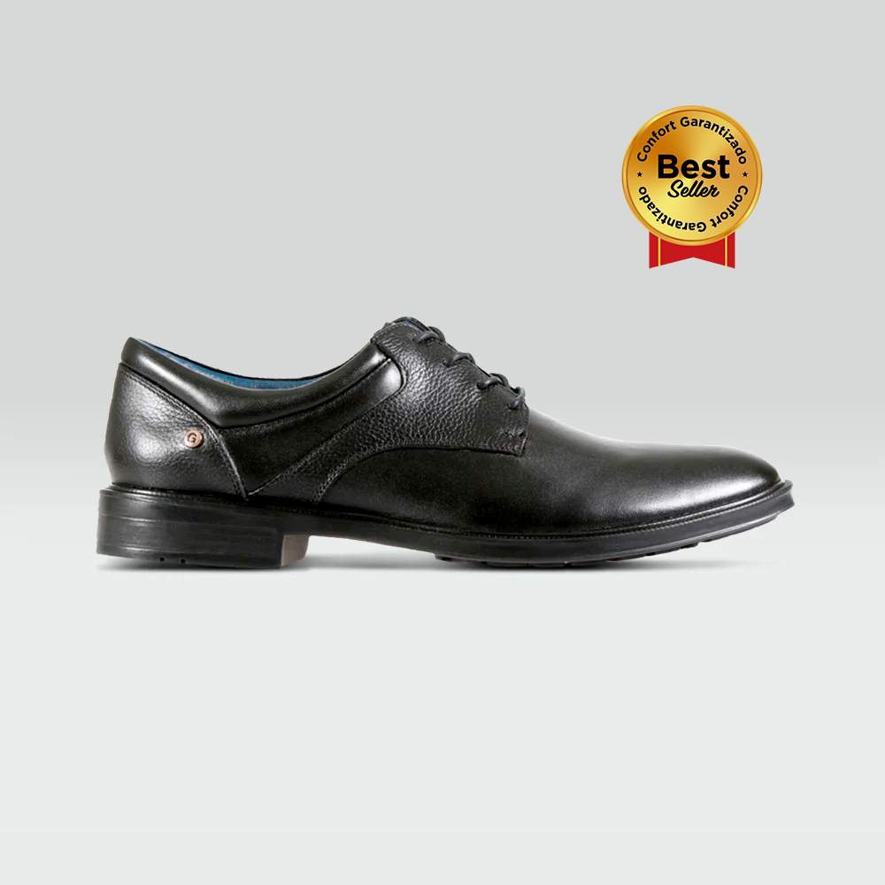 Mateo - Zapato Formal Negro en Piel de Borrego con Agujetas