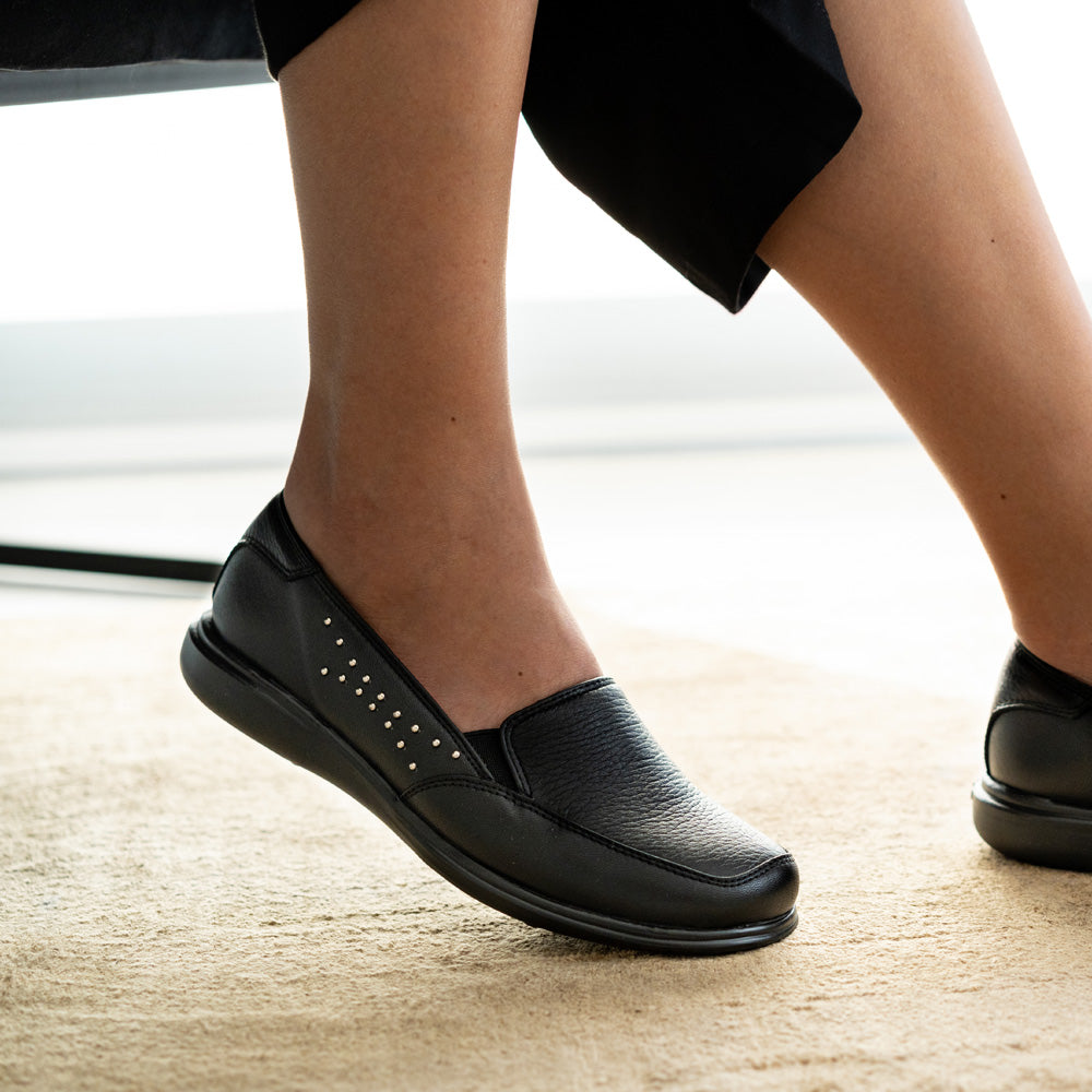 24 horas Comfort Renee Zapatos cómodos de cuero ancho para mujer
