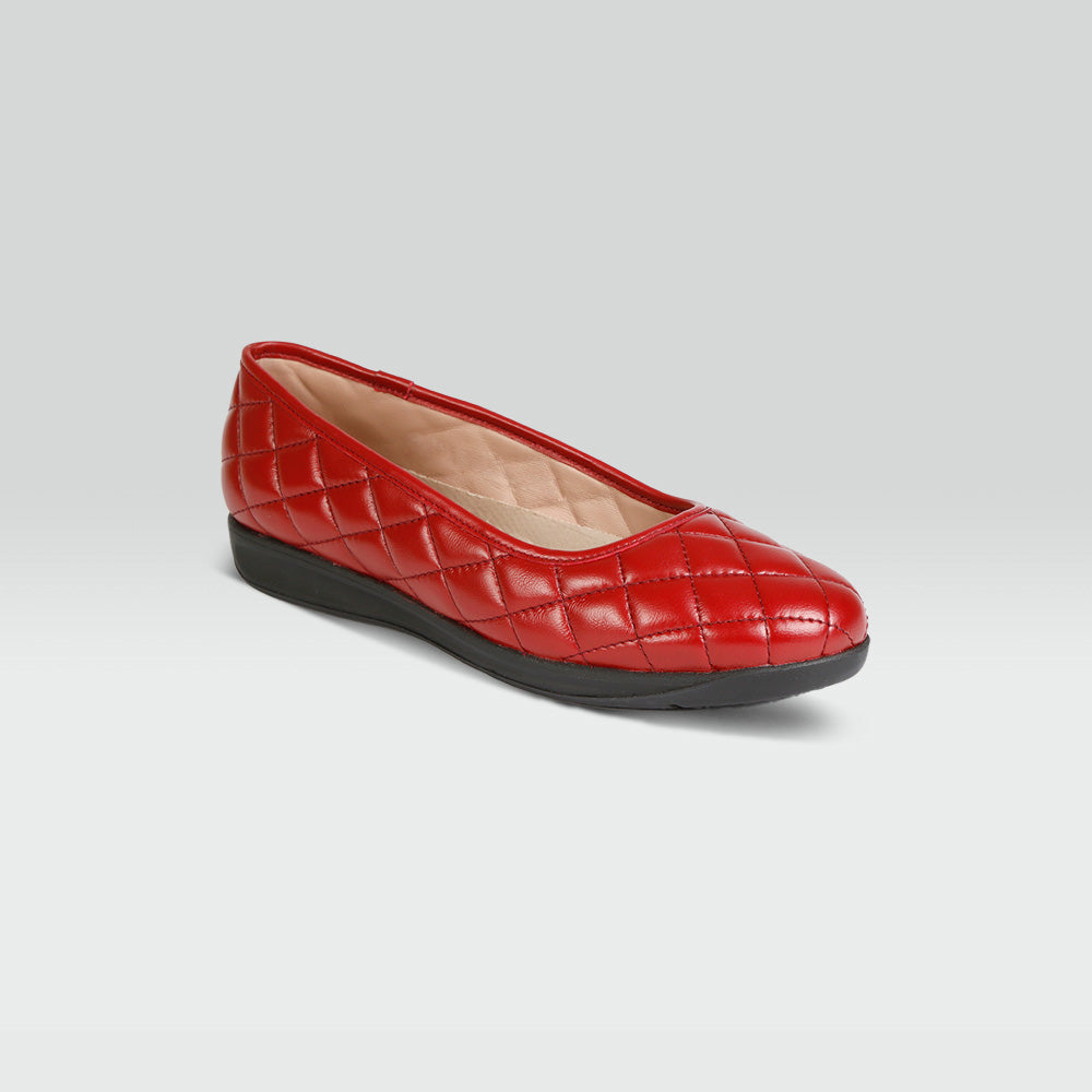 Zapato casual estilo balerina de borrego rojo