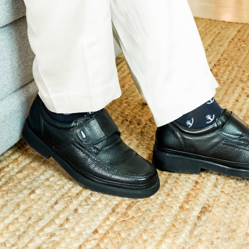  Iván - Zapato Formal Negro en Piel de Venado con Borrego Jarking 
