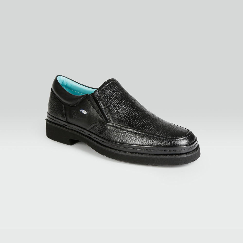  James - Zapato  Casual Negro en Piel de Venado con Borrego y Elásticos En Empeine Jarking 