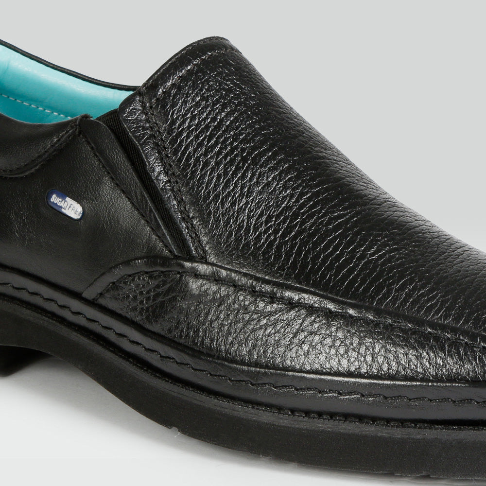  James - Zapato  Casual Negro en Piel de Venado con Borrego y Elásticos En Empeine Jarking 