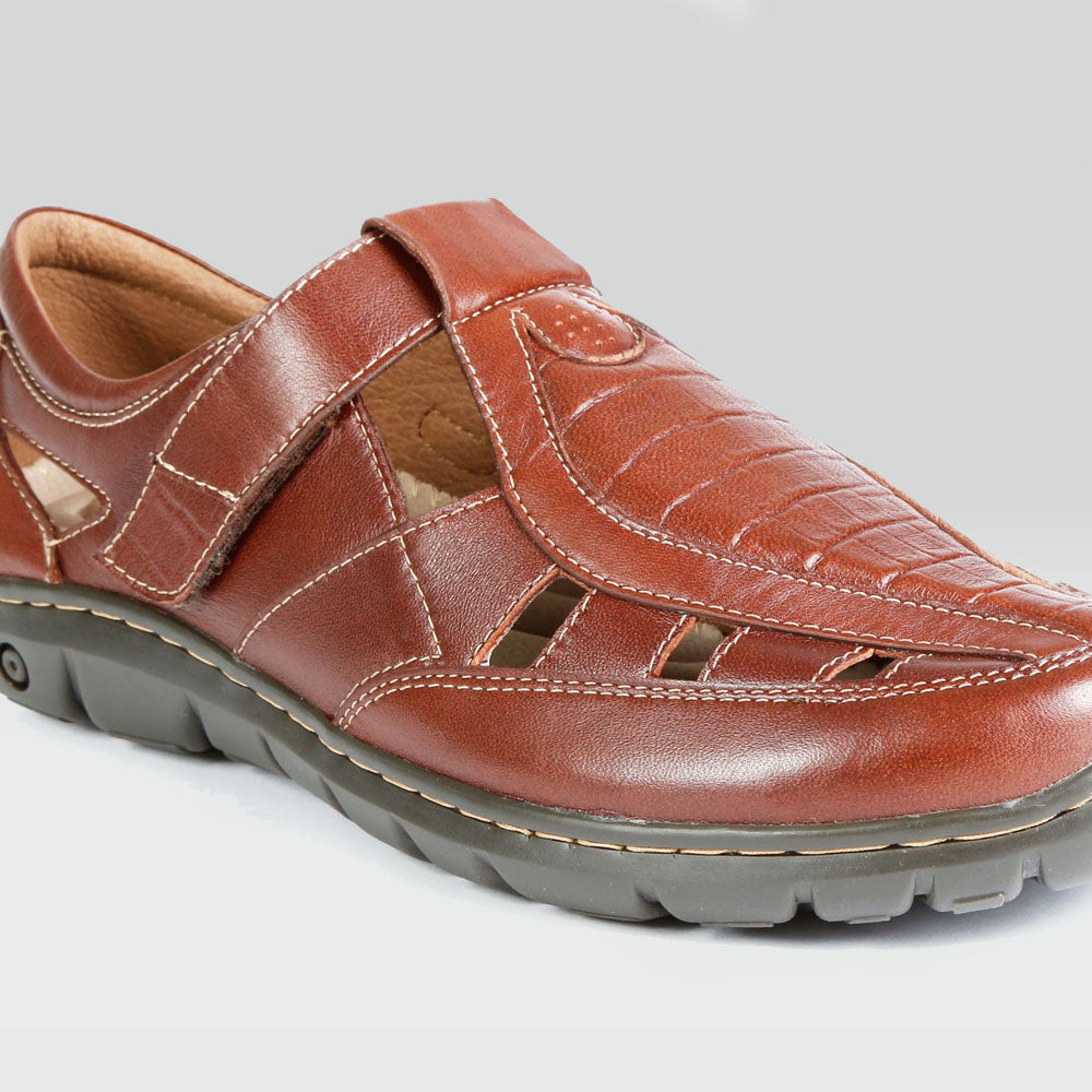 Sandalia Casual de Piel Café Tipo Huarache para Caballero Estilo