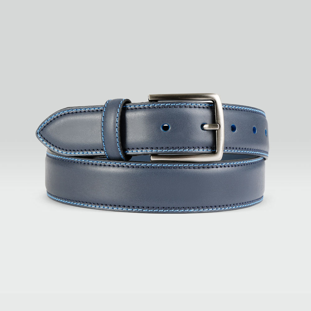 Cinturón de Piel Azul Marino para Hombre